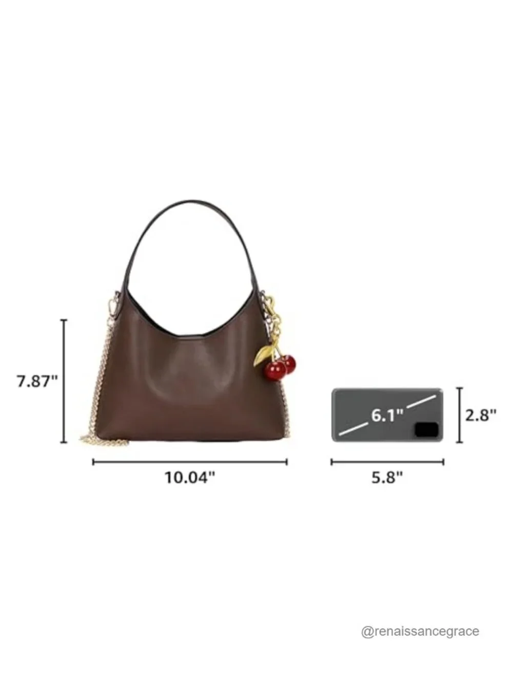 Small Hobo Bag for Women Faux Leather Chain Crossbody Shoulder Purse Cherry